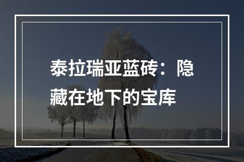 泰拉瑞亚蓝砖：隐藏在地下的宝库