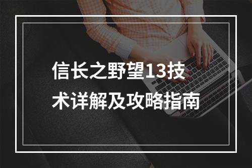 信长之野望13技术详解及攻略指南