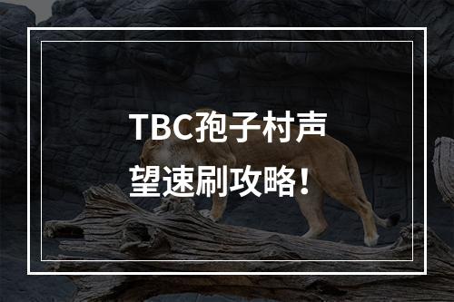 TBC孢子村声望速刷攻略！