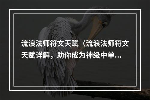 流浪法师符文天赋（流浪法师符文天赋详解，助你成为神级中单）