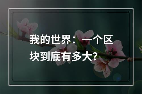 我的世界：一个区块到底有多大？