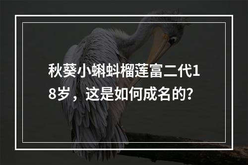 秋葵小蝌蚪榴莲富二代18岁，这是如何成名的？