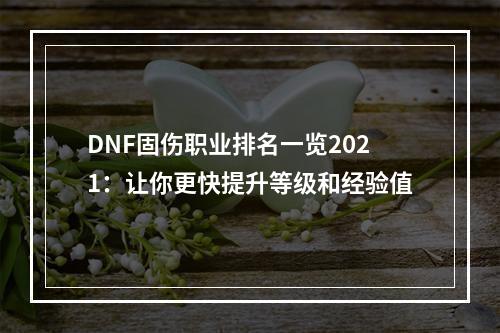 DNF固伤职业排名一览2021：让你更快提升等级和经验值