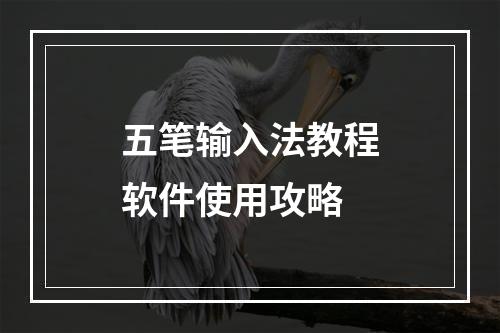 五笔输入法教程软件使用攻略