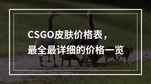 CSGO皮肤价格表，最全最详细的价格一览