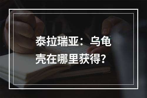 泰拉瑞亚：乌龟壳在哪里获得？