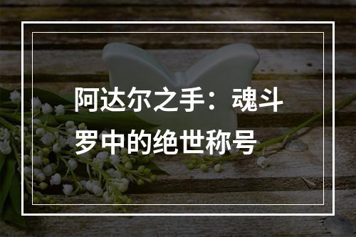 阿达尔之手：魂斗罗中的绝世称号