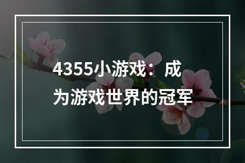 4355小游戏：成为游戏世界的冠军