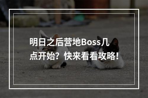 明日之后营地Boss几点开始？快来看看攻略！