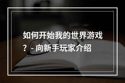 如何开始我的世界游戏？- 向新手玩家介绍