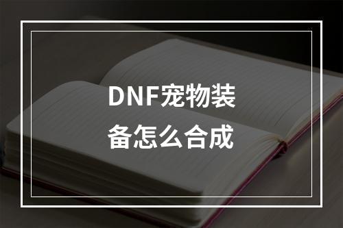 DNF宠物装备怎么合成