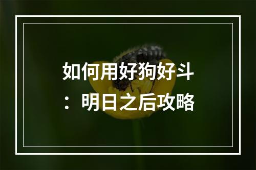 如何用好狗好斗：明日之后攻略