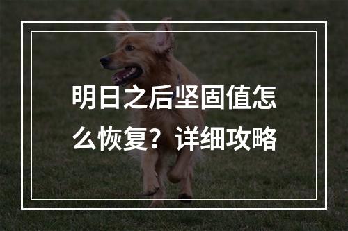 明日之后坚固值怎么恢复？详细攻略