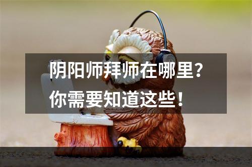 阴阳师拜师在哪里？你需要知道这些！