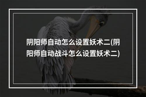 阴阳师自动怎么设置妖术二(阴阳师自动战斗怎么设置妖术二)