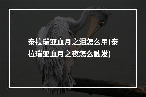 泰拉瑞亚血月之泪怎么用(泰拉瑞亚血月之夜怎么触发)