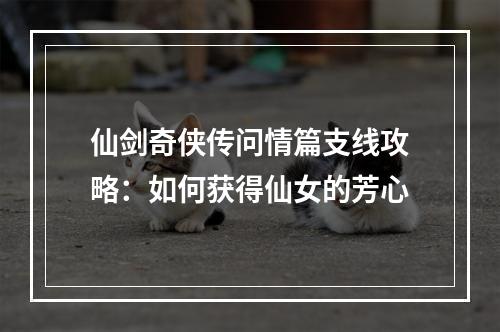 仙剑奇侠传问情篇支线攻略：如何获得仙女的芳心