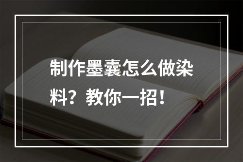 制作墨囊怎么做染料？教你一招！