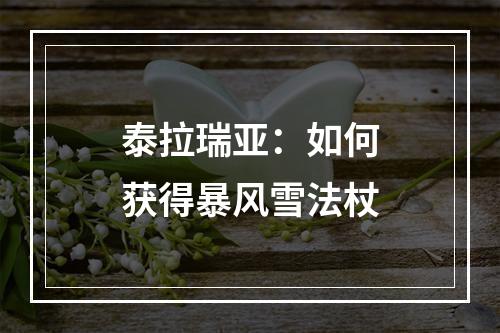 泰拉瑞亚：如何获得暴风雪法杖