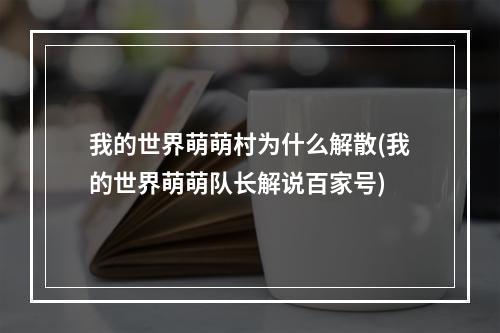 我的世界萌萌村为什么解散(我的世界萌萌队长解说百家号)