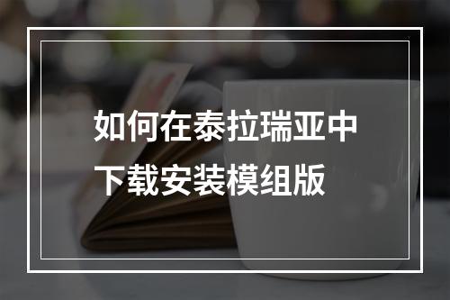 如何在泰拉瑞亚中下载安装模组版