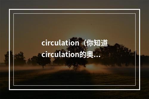 circulation（你知道circulation的奥秘吗？打造一个稳定的环路才是关键！）