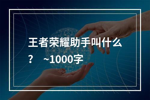 王者荣耀助手叫什么？  ~1000字