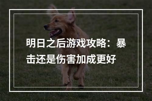 明日之后游戏攻略：暴击还是伤害加成更好