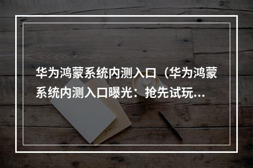 华为鸿蒙系统内测入口（华为鸿蒙系统内测入口曝光：抢先试玩天赋异禀的新操作系统）