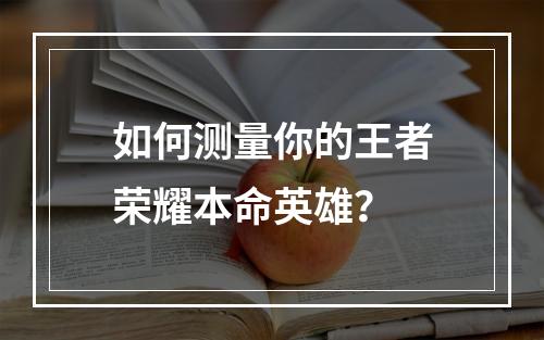 如何测量你的王者荣耀本命英雄？