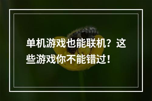 单机游戏也能联机？这些游戏你不能错过！