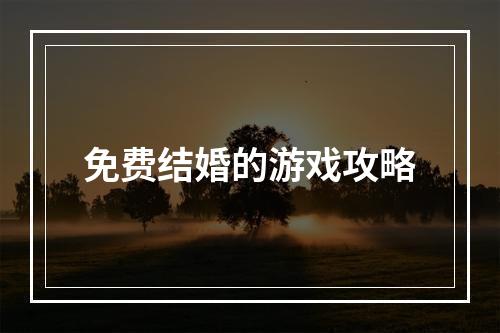 免费结婚的游戏攻略