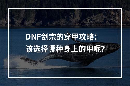 DNF剑宗的穿甲攻略：该选择哪种身上的甲呢？