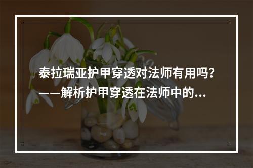 泰拉瑞亚护甲穿透对法师有用吗？——解析护甲穿透在法师中的作用