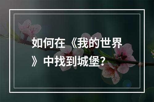 如何在《我的世界》中找到城堡？