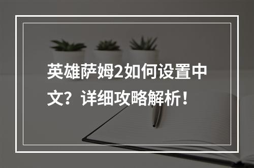 英雄萨姆2如何设置中文？详细攻略解析！