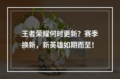 王者荣耀何时更新？赛季换新，新英雄如期而至！