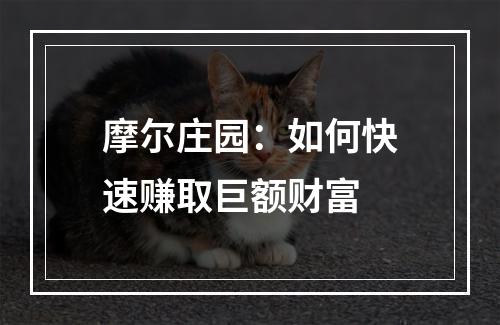 摩尔庄园：如何快速赚取巨额财富