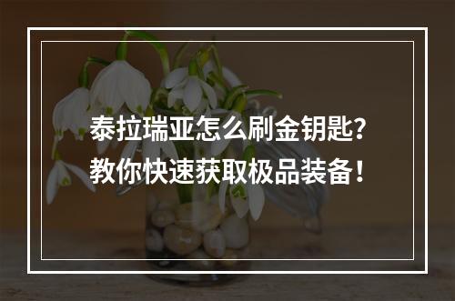 泰拉瑞亚怎么刷金钥匙？教你快速获取极品装备！