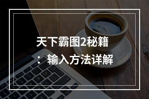 天下霸图2秘籍：输入方法详解