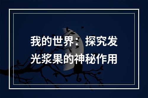 我的世界：探究发光浆果的神秘作用