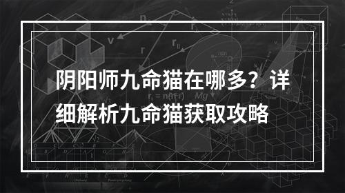 阴阳师九命猫在哪多？详细解析九命猫获取攻略