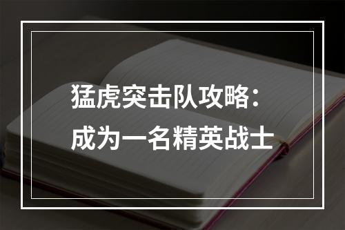 猛虎突击队攻略：成为一名精英战士