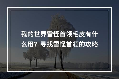 我的世界雪怪首领毛皮有什么用？寻找雪怪首领的攻略