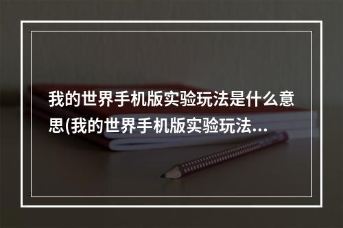 我的世界手机版实验玩法是什么意思(我的世界手机版实验玩法是什么意思啊)