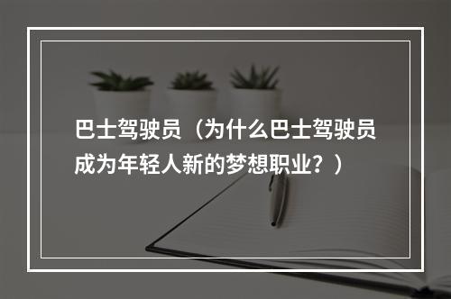 巴士驾驶员（为什么巴士驾驶员成为年轻人新的梦想职业？）