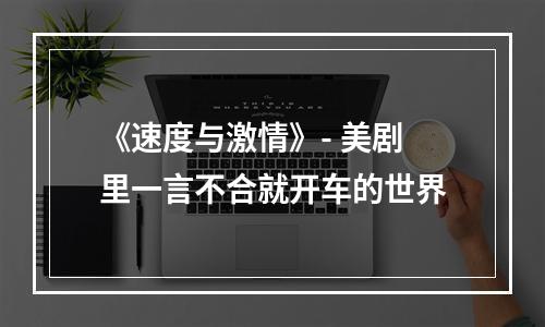 《速度与激情》- 美剧里一言不合就开车的世界