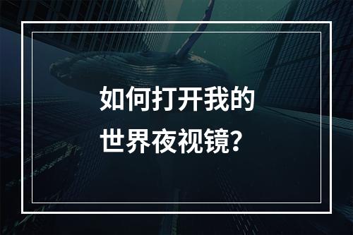 如何打开我的世界夜视镜？