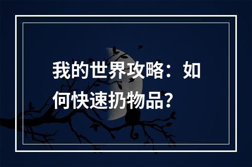 我的世界攻略：如何快速扔物品？