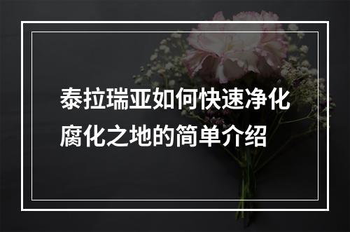 泰拉瑞亚如何快速净化腐化之地的简单介绍